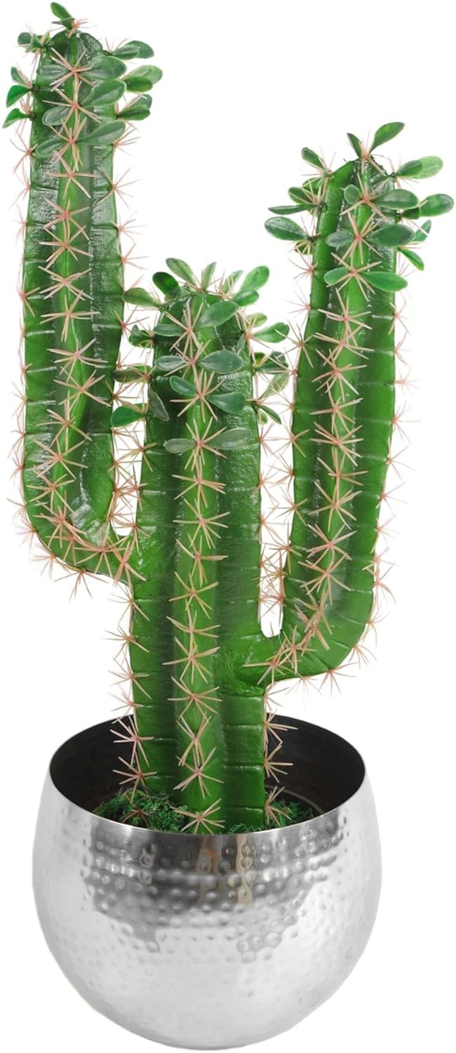 Leaf Grosser Blumentopf aus Metall, 22 x 18 cm, gehämmert, silberfarben, gerader Rand, 22 x 18 cm 22