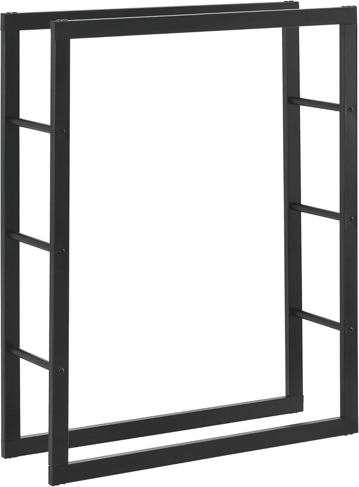 [en.casa] Kaminholzregal 80x100x25cm Brennholzregal Feuerholzregal Holzhalter Schwarz 80 x 100 x 25