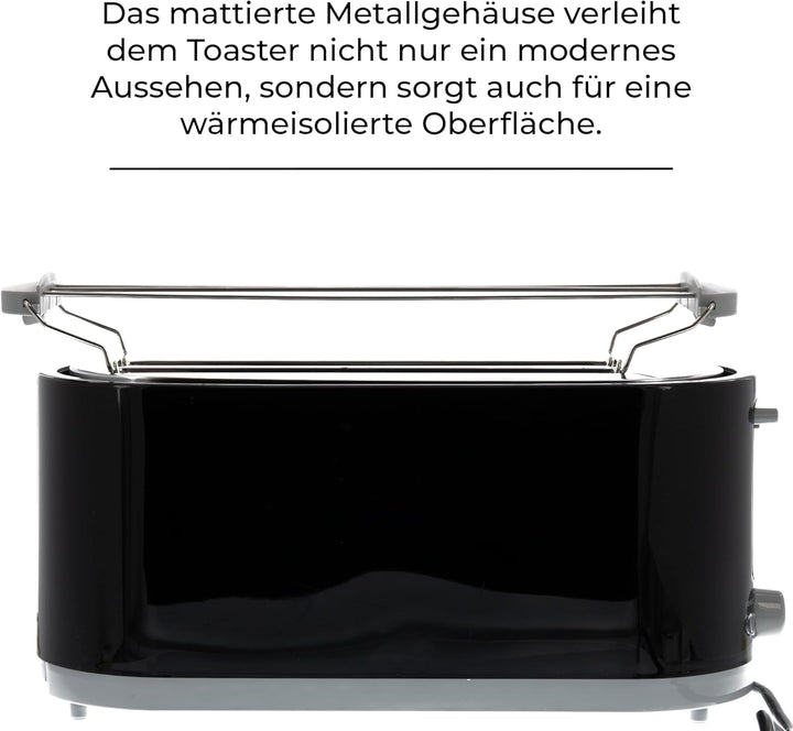Posten Anker Toaster schwarz | 4 Scheiben | 1400 Watt | breite Schlitze | 7 Bräunungsstufen | Doppel