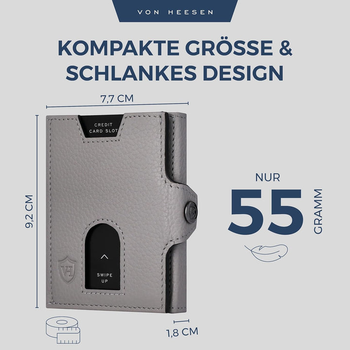 VON HEESEN Slim Wallet mit RFID Schutz - Geldbörse Herren klein - Mini Geldbeutel Damen Portmonee -