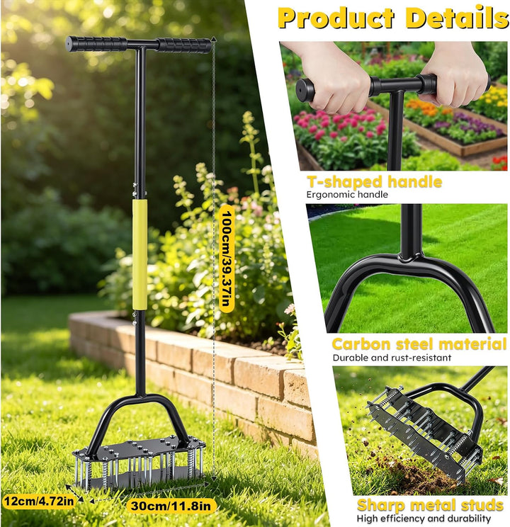 Rasenlüfter Manuell Aerifiziergabel Rasenbelüfter Vertikutierer und Aerifizierer für Rasenbelüftung