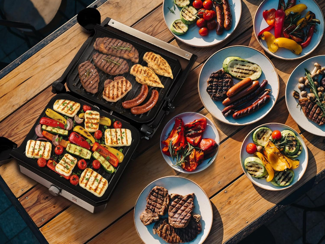 Kontaktgrill 2000W, Elektrogrill 2in1 Kontaktgrill & Tischgrill, Panini Grill mit Antihaftplatten, T