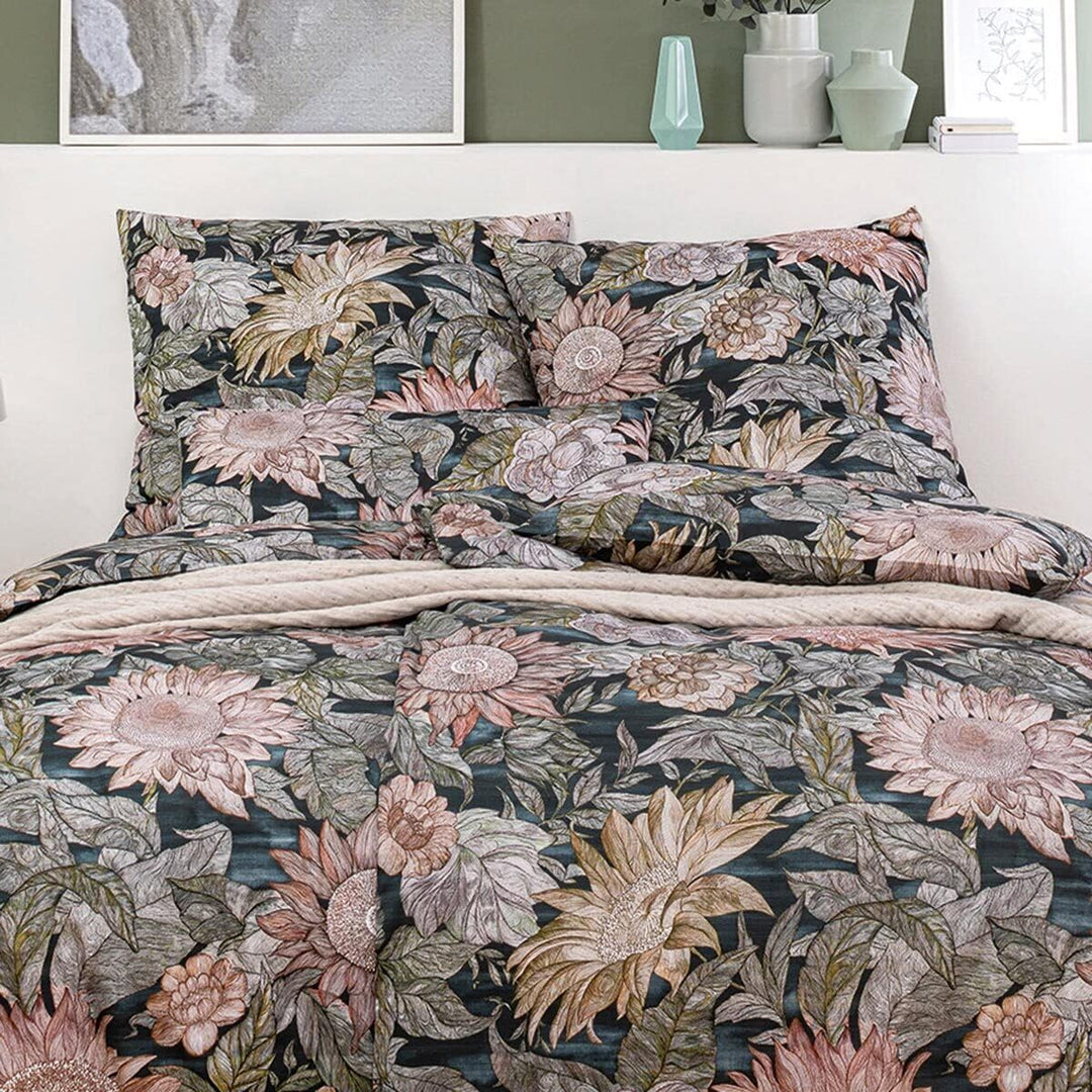 ESTELLA Mako-Satin Bettwäsche Willa nachtblau 1 Bettbezug 155 x 220 cm + je 1 Kissenbezug 80 x 80 cm