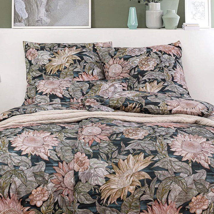 ESTELLA Mako-Satin Bettwäsche Willa nachtblau 1 Bettbezug 155 x 220 cm + je 1 Kissenbezug 80 x 80 cm