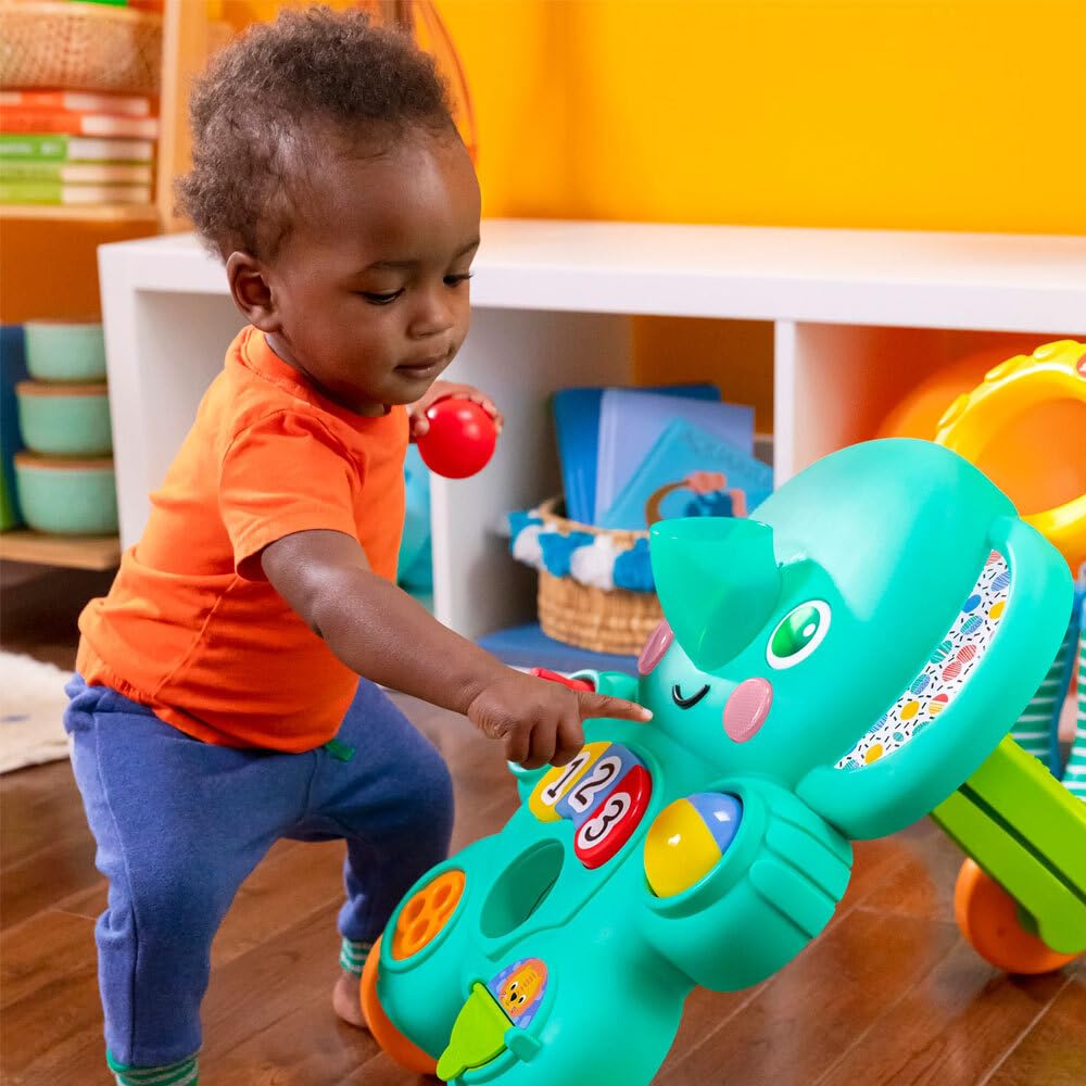 Bright Starts, Stroll 'n Roll 2 - in - 1 Ballspielwagen - Elefant mit Lichtern und Musik, Unisex, 6