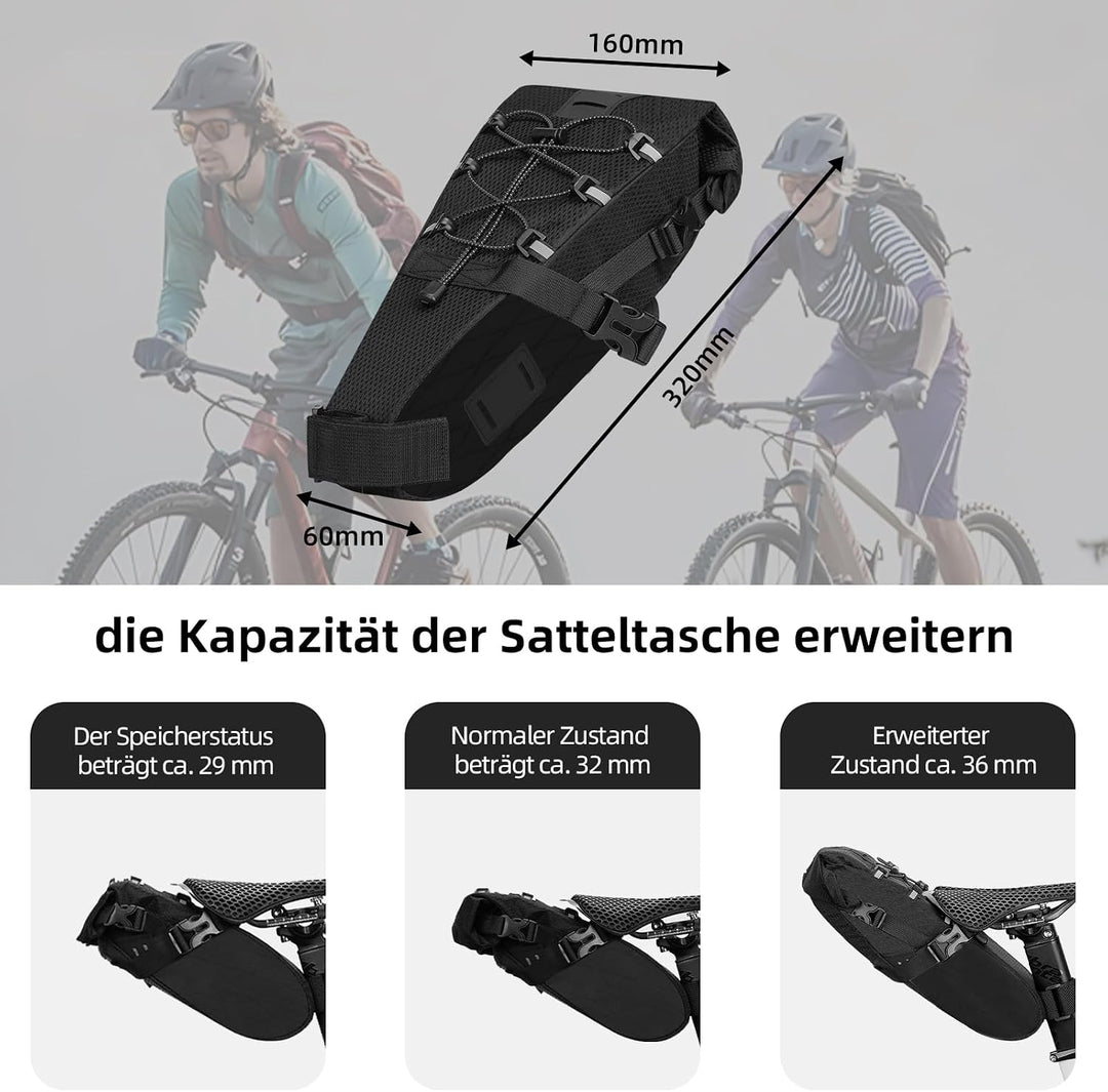 Fahrrad Satteltasche - 5.8 L Wasserdicht Fahrradtasche, Fahrradsitz Tasche, Fahrradsatteltaschen für