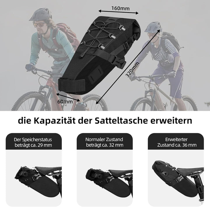 Fahrrad Satteltasche - 5.8 L Wasserdicht Fahrradtasche, Fahrradsitz Tasche, Fahrradsatteltaschen für