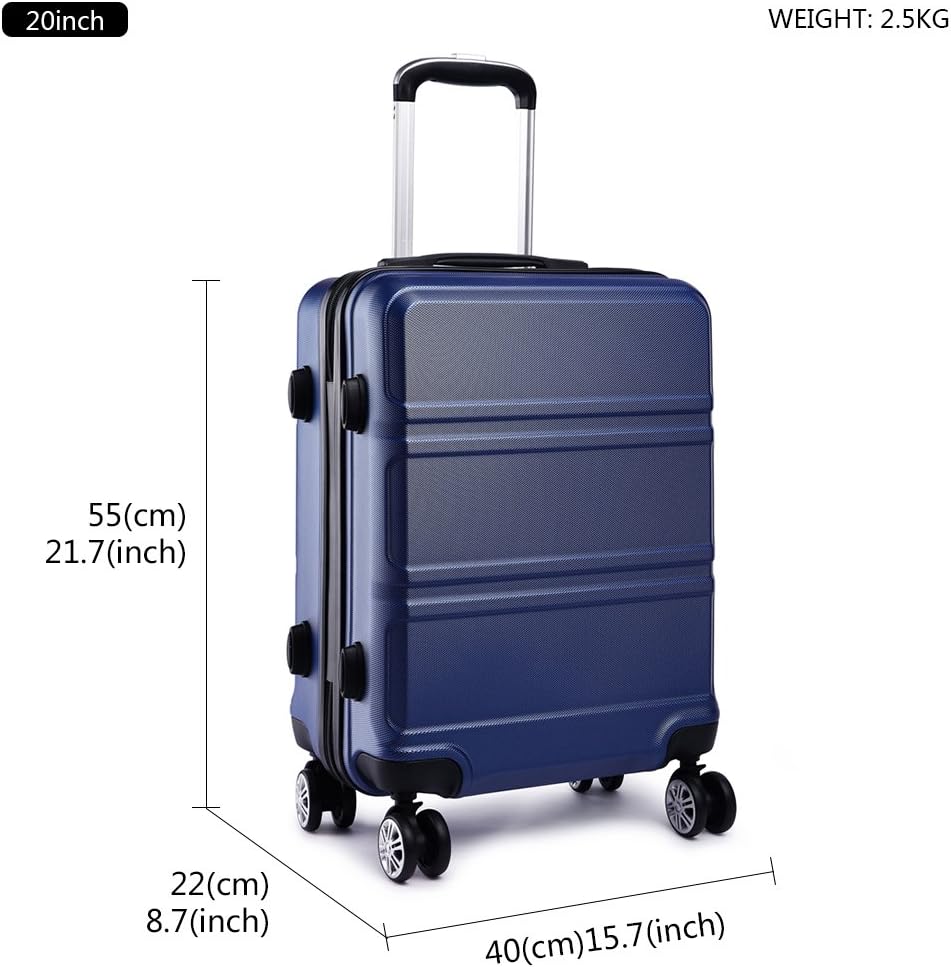 KONO Kofferset ABS Hartschalen Hardcase Trolley TSA-Schloss Reisekoffer Dunkelblau, Dunkelblau