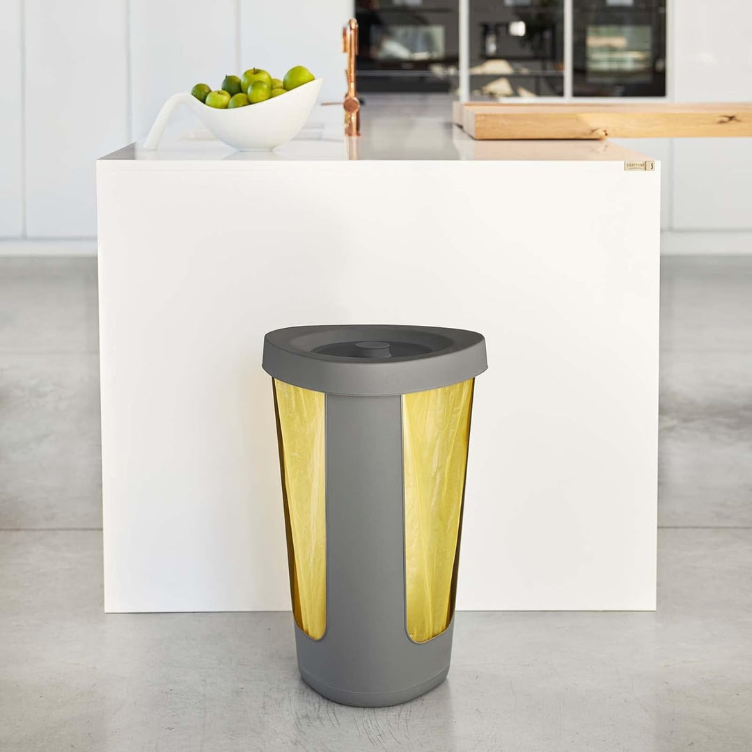 Rotho Fabu 3er-Set Müllsackständer, Kunststoff (PP recycelt), anthrazit, 40.6 cm, 3 3 x Müllsackstän