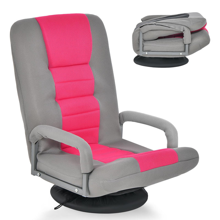 RELAX4LIFE Bodenstuhl Klappbar, Bodensessel mit 7-Fach Verstellbarer Rückenlehne &amp; 360° drehbarem So