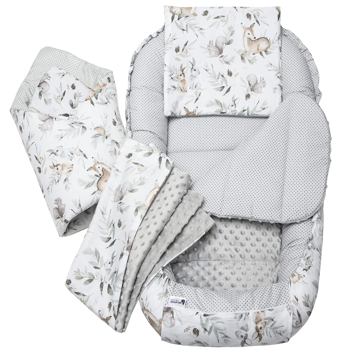 Medi Partners 5 teilig Babynestchen Set Babynest 100x60x15 herausnehmbarer Einsatz Bett Kuschelnest