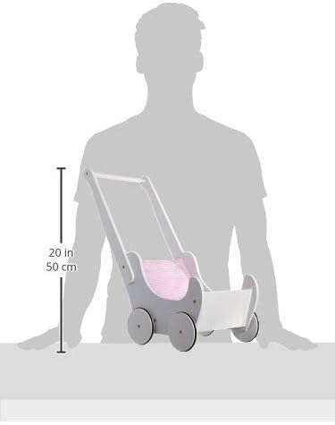 small foot 2020368 2864 Holzpuppenwagen in weiss, schönes, geschwungenes , mit Gummireifen für leise