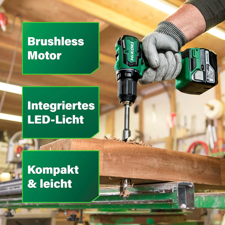 HIKOKI Akku Bohrschrauber DS18DDWRZ, Bohrfutterweite: 1,5-13 mm (18V, 2,0 Ah Li-ion Akku, Max. Festd