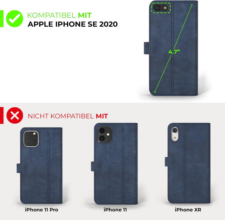 Snakehive iPhone SE 2022/2020 und iPhone 7/8 Hülle Leder | Stylische Handyhülle mit Kartenhalter & S