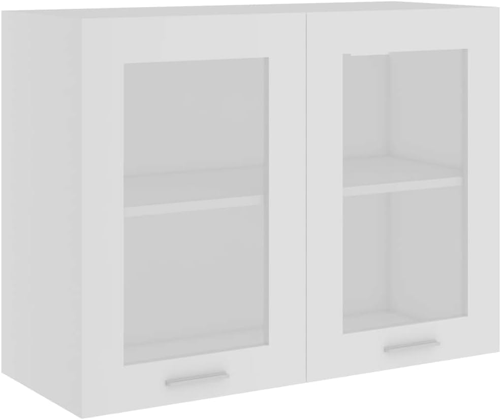 Hängeglasschrank Weiss 80x31x60 cm Holz KüChenschrank HäNgeschrank KüChe Vorratsschrank Schrank Klei