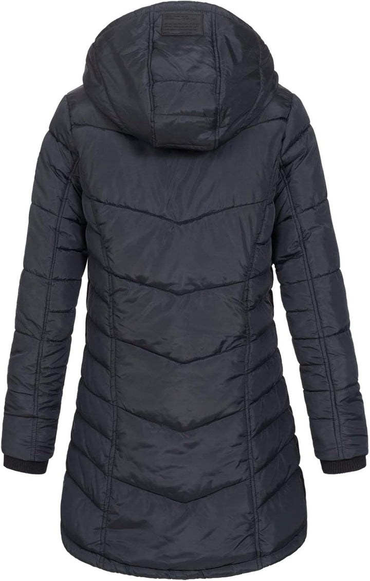 Sublevel Damen Jacke Steppmantel LSL-412 mit gefütterter Kapuze XL Schwarz, XL Schwarz