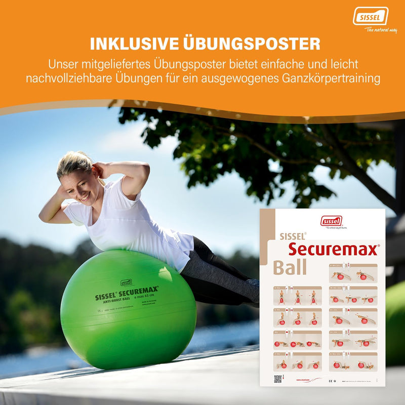 Sissel SECUREMAX Gymnastikball | Belastung bis 500 kg | 100% PVC & recyclebar | Für Fitness & Therap