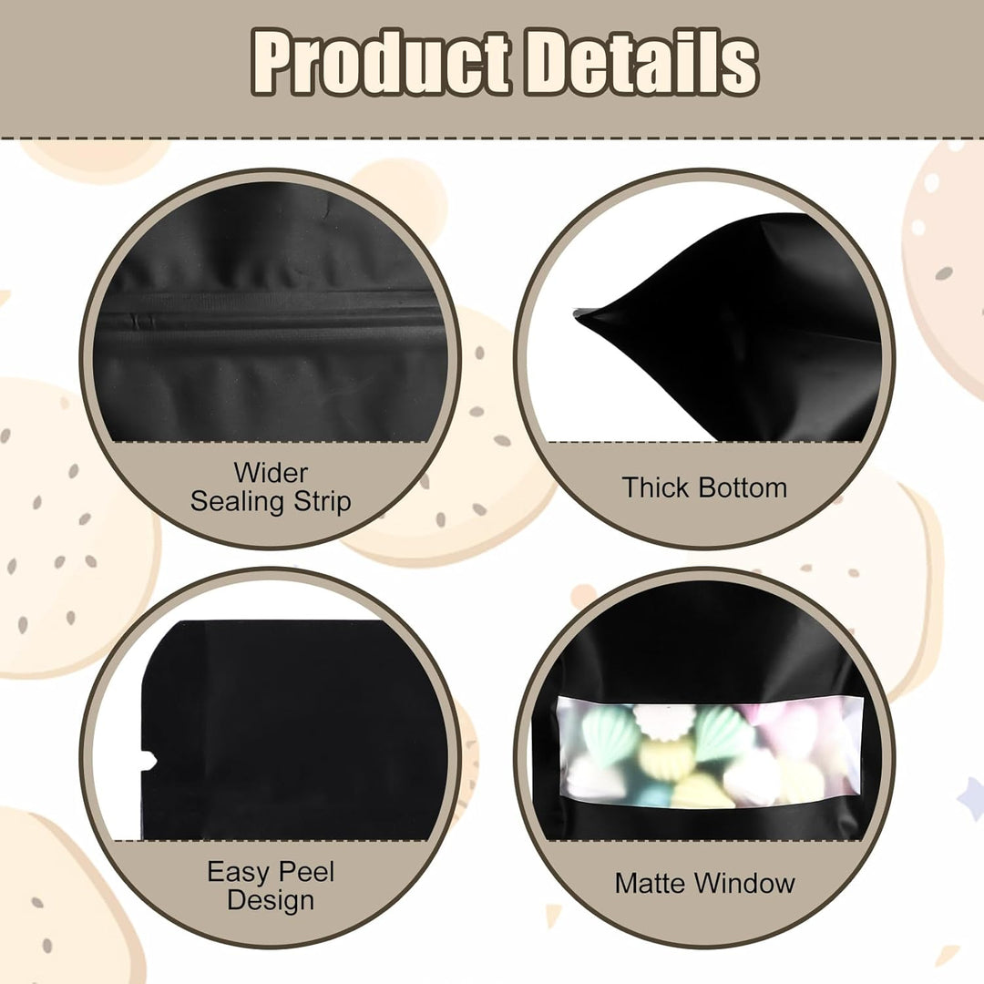 MIVIDE 100 Stück Wiederverschliessbare Mylar Beutel, 14 x 20 cm Standbodenbeutel mit Fenster Alumini