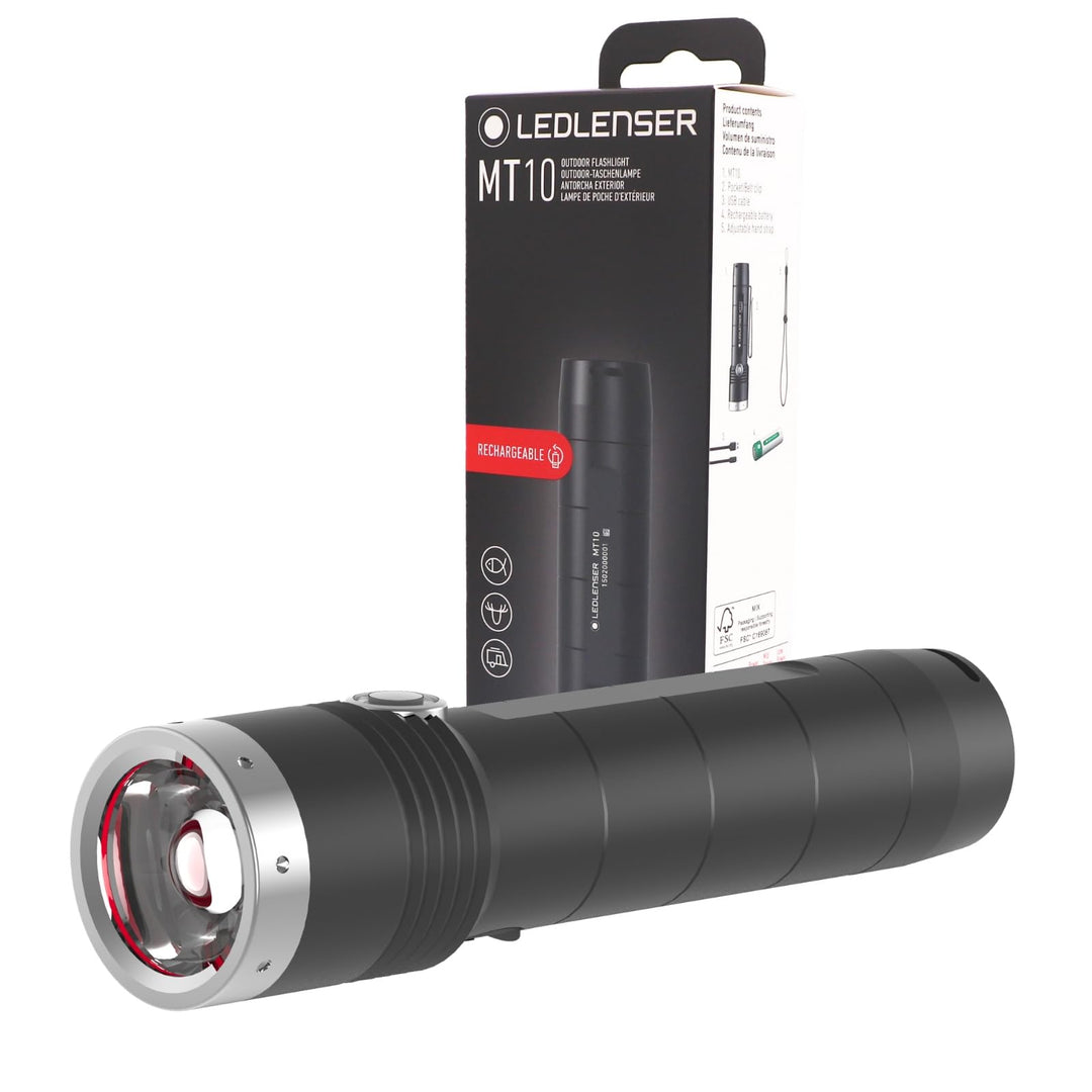 Ledlenser, MT10, LED Taschenlampe, 1000 Lumen, mit Akku, wiederaufladbar, fokussierbar, Leuchtweite