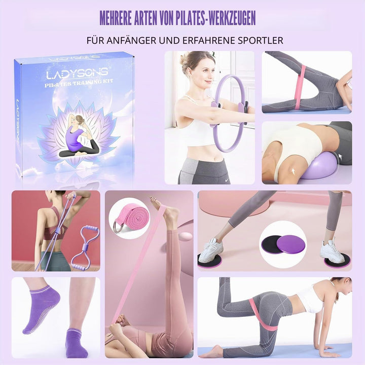 Pilates Ring Set - Pilates Essential Kit mit 12,6''/32 cm Magic Circle, Pilates Ball, Pilates Bänder