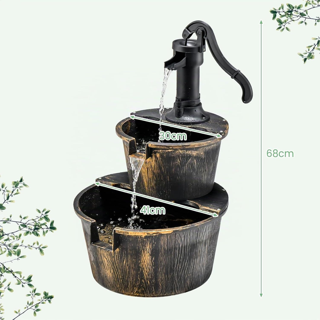 SOARS Gartenbrunnen 2-stufig, Springbrunnen mit Wasserpumpe &amp; einstellbarem Wasserdurchfluss, Wasser
