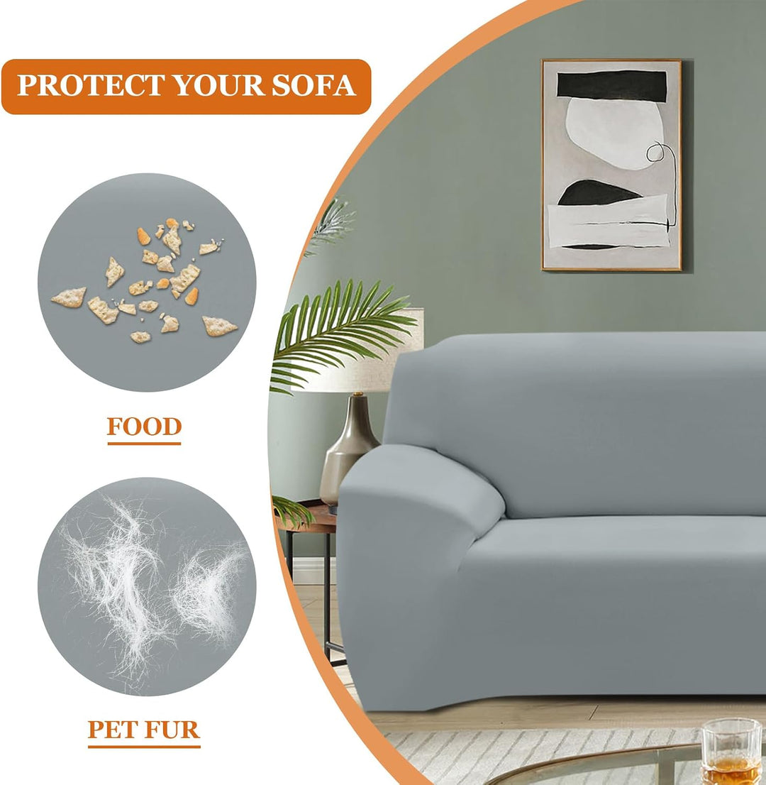 FIGOOO Sofabezug 1 Sitzer Stretch Sofabezüge mit Armlehnen Spandex Couchbezug Modern Anti-Rutsch Was