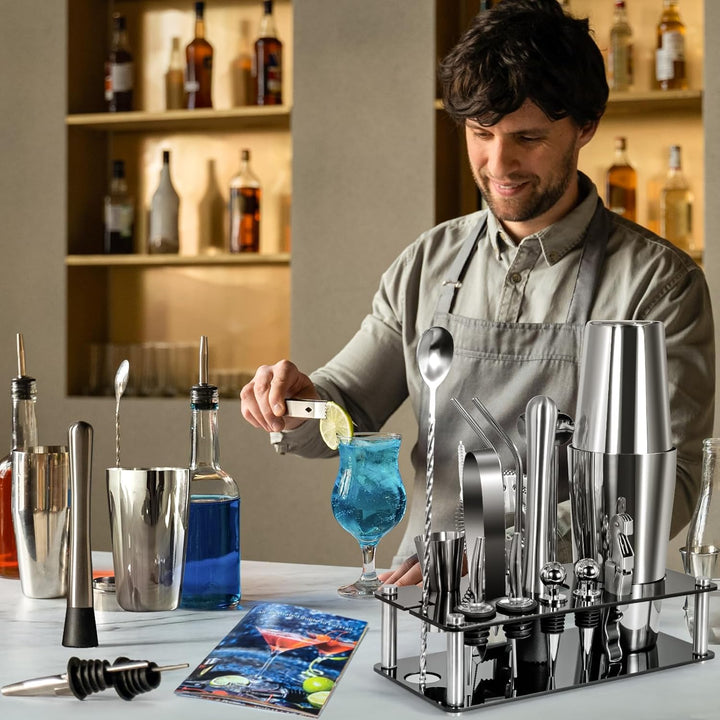 Cocktail Shaker 18 Stück, Cocktail Set, Professionelles Barzubehör Werkzeug Party Essential Cocktail