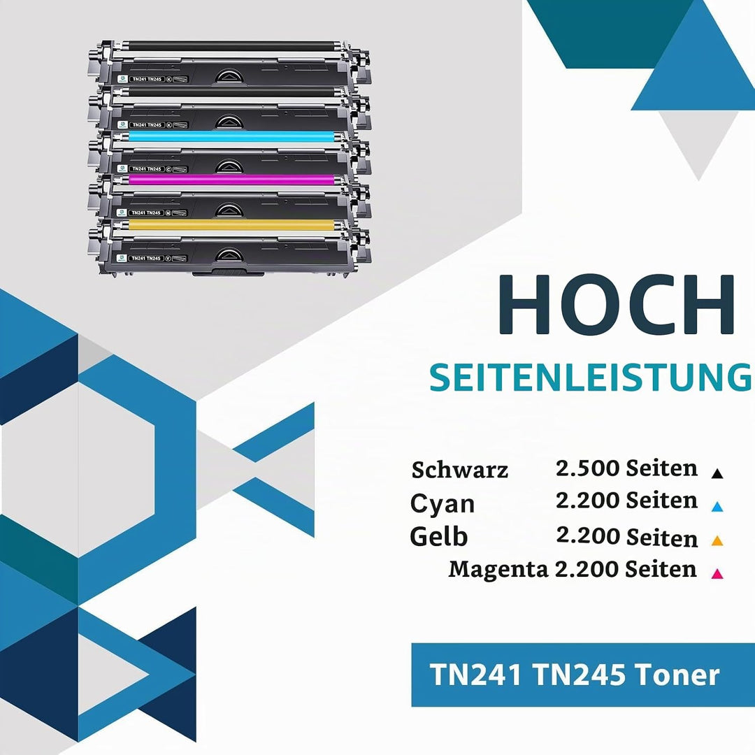 5er-Pack TN241 TN245 Kompatibel für Brother MFC 9332CDW DCP 9022CDW 9142 CDN HL-3142CW MFC-9332CDW D
