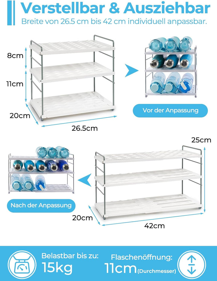mepure Flaschen Organizer – Ausziehbares & Verstellbares Flaschenregal Schrank (26.5–42 cm), Flasche