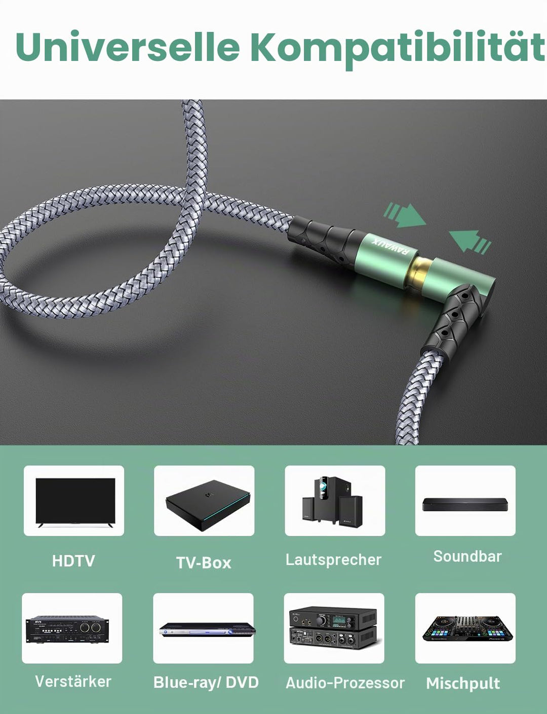 Cinch Verlängerung Kabel 3m, 90 Grad Gewinkelt Cinch Audiokabel Stecker zu Buchse Stereo Subwoofer K