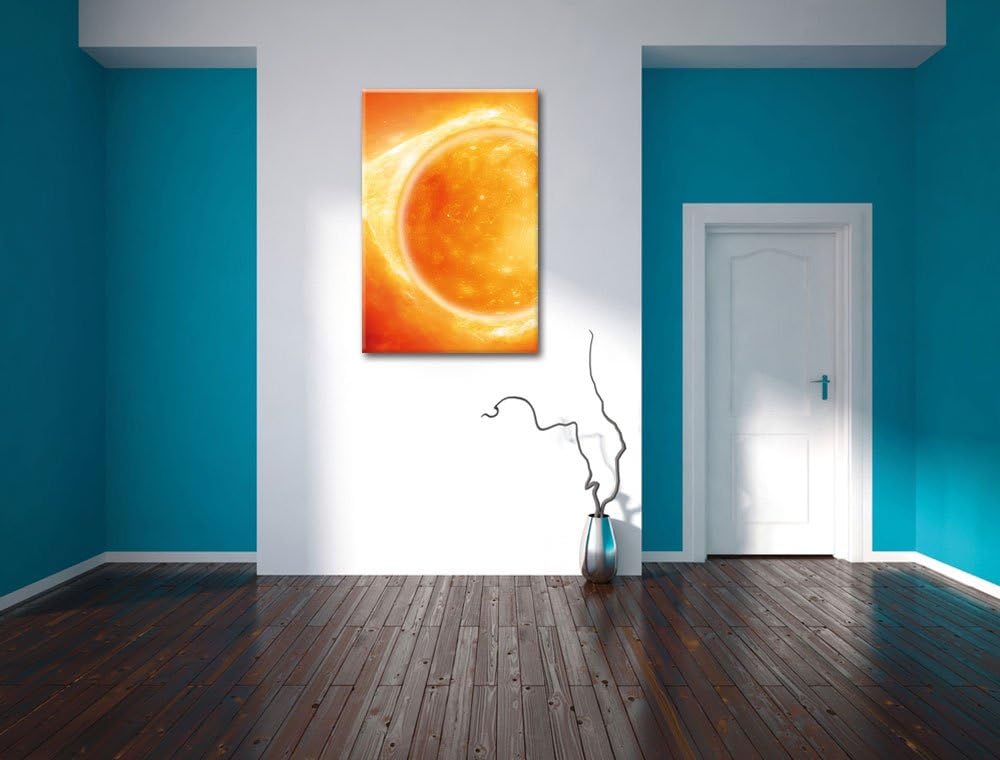 Sonne Feuerball, Format: 100x70 auf Leinwand, XXL riesige Bilder fertig gerahmt mit Keilrahmen, Kuns