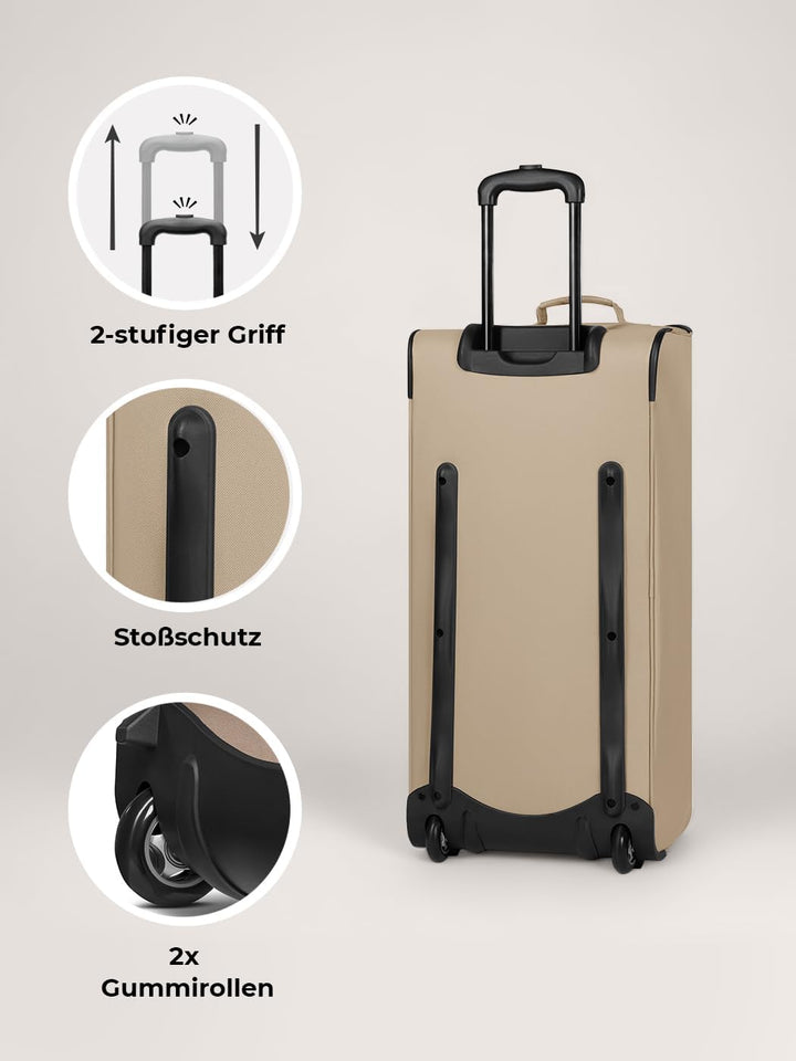 REDOLZ grosse L Trolley-Reisetasche mit Rollen 71 cm | 81 Liter | für Männer & Frauen (Duffle Essent