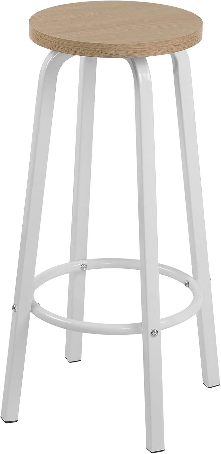 WOLTU 4X Barhocker Barstuhl Bistrohocker Tresenhocker runde Sitzfläche aus MDF Gestell aus Metall Na
