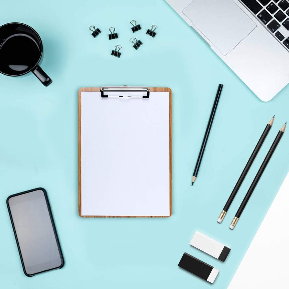 Uquelic Klemmbrett/Schreibbrett/Clipboard A5-4Pcs Klemmbretter A5 Eleganz Luxus Holzmaserung Abgerun