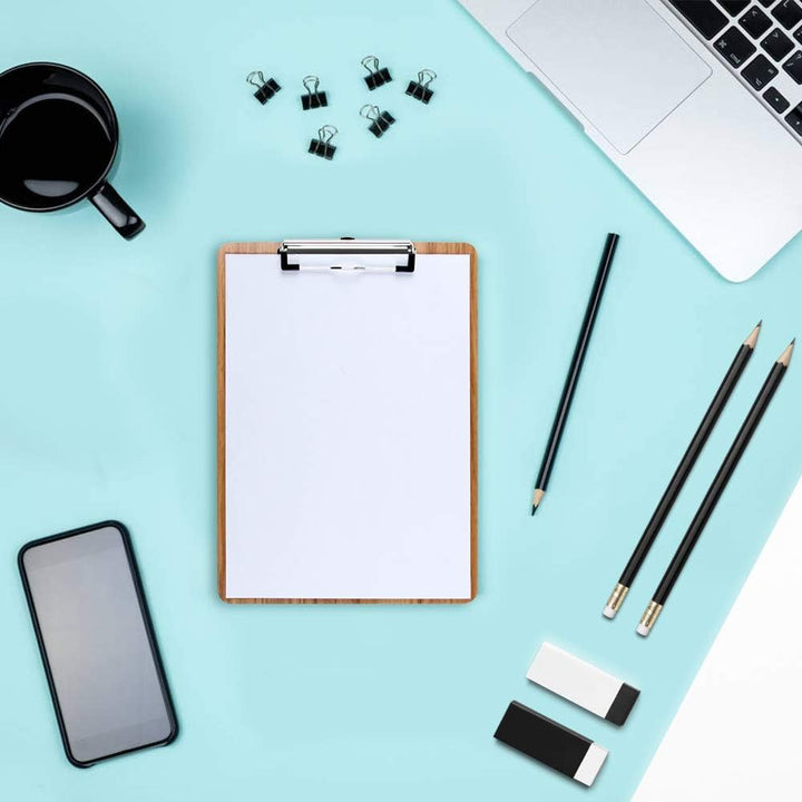 Uquelic Klemmbrett/Schreibbrett/Clipboard A5-4Pcs Klemmbretter A5 Eleganz Luxus Holzmaserung Abgerun