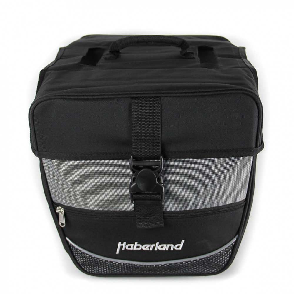 Haberland Fahrradtasche Doppeltasche Einsteiger-Serie Schwarz-silber, Schwarz-silber