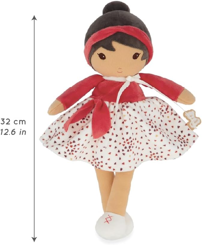 KALOO – Tendresse – Meine 1. Stoffpuppe Emilie – 32 cm grosse Stoffpuppe – Rock aus Microsamt und ro