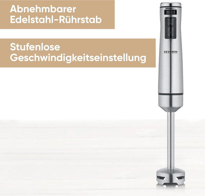 SEVERIN Stabmixer zum Pürieren und Zerkleinern, Mixstab mit 4-Klingen-Edelstahlmesser, abnehmbarer P