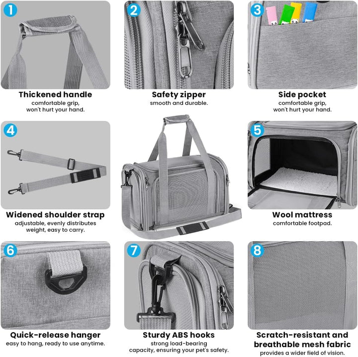 Hundebox faltbar, Hundetransportbox, Transporttasche für Katze Hund für Reise Auto Flugzeug, Leicht
