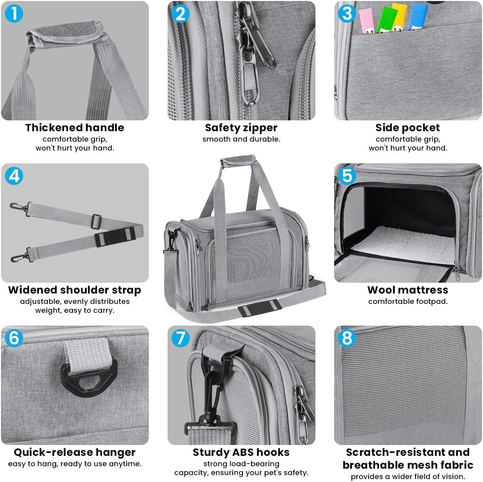 Hundebox faltbar, Hundetransportbox, Transporttasche für Katze Hund für Reise Auto Flugzeug, Leicht
