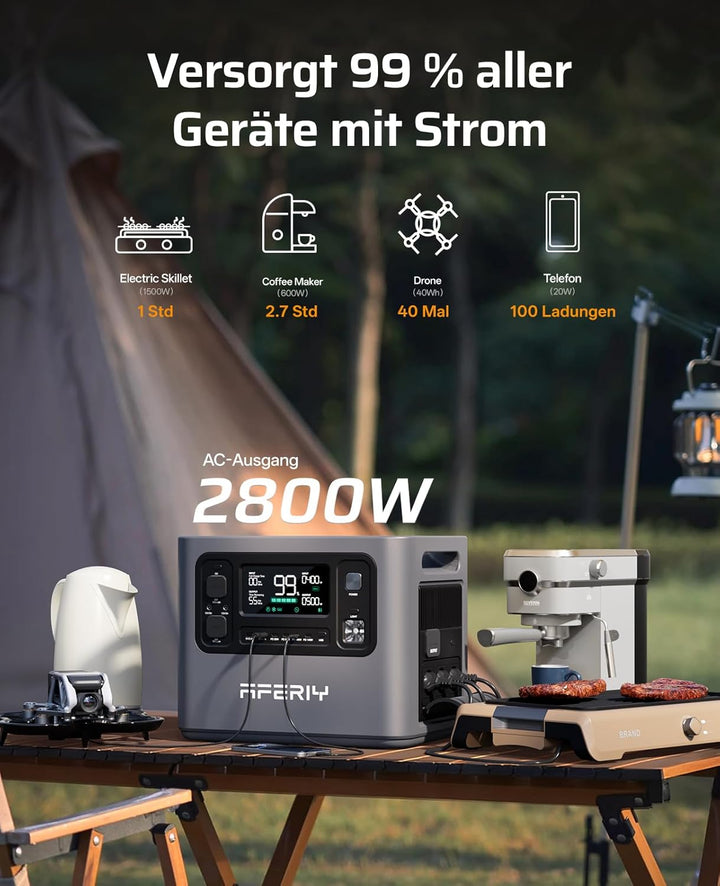 AFERIY 2800W2048Wh Tragbare Powerstation, Erweiterbar auf 10240Wh, Camping | Solargenerator 1,3Std S