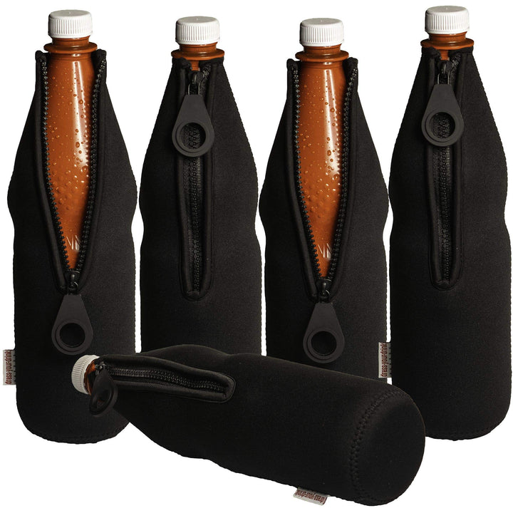 Flaschenkühler 0,7-1,0L für Glas- & PET Flaschen, Neopren, Getränkekühler, (schwarz, 5) Schwarz 5, S