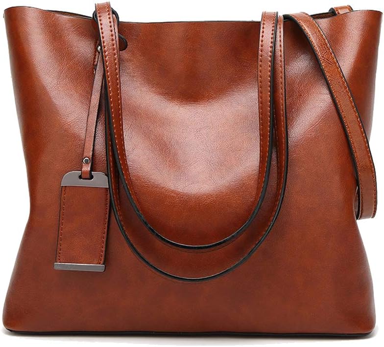 Coolives Tote Einkaufstasche aus PU-Leder für Damen, vertikale Handtaschen, Schultertasche, mit Schu