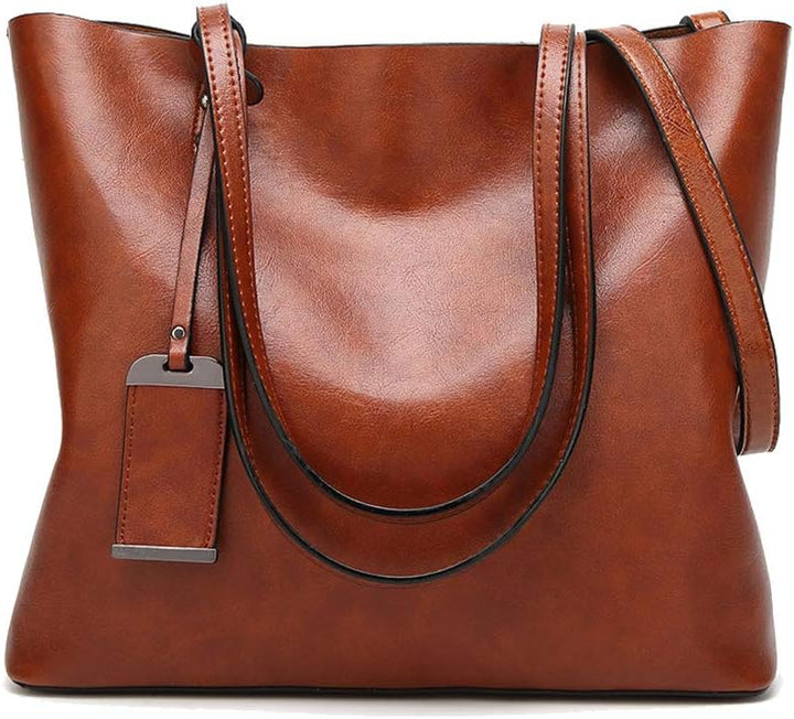 Coolives Tote Einkaufstasche aus PU-Leder für Damen, vertikale Handtaschen, Schultertasche, mit Schu