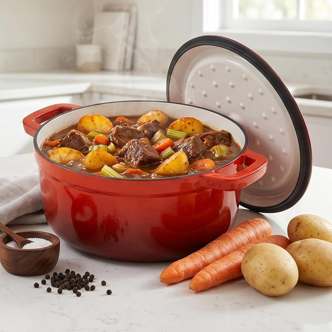 Ø28cm 7L Emailliert Gusseisen Topf Bräter Dutch Oven backofengeeignet mit Deckel - für Braten Küche