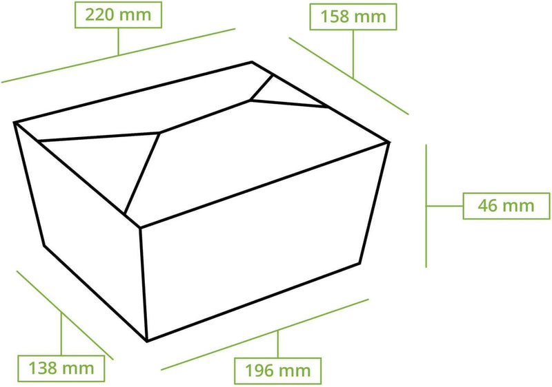 BIOZOYG Speise Box Take Away I Bio Speisebox mit Faltdeckel 1100 ml I Pappschachtel rechteckig I bra