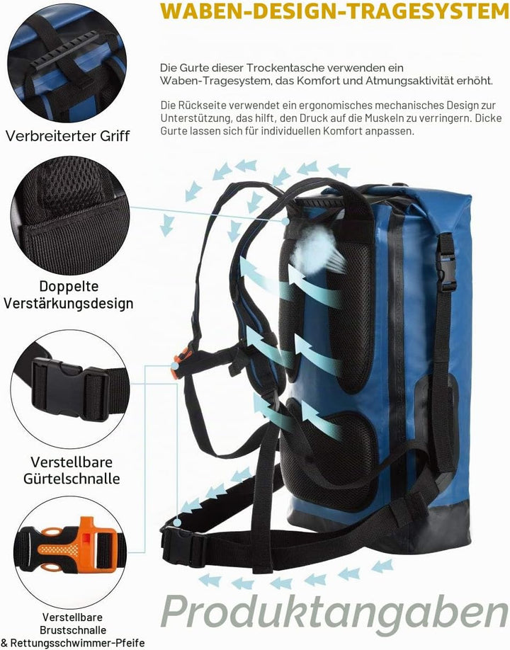IDRYBAG Wasserdichter Rucksack Dry Bag 20L/30L/40L, schwimmender trockener Rucksack wasserdicht für