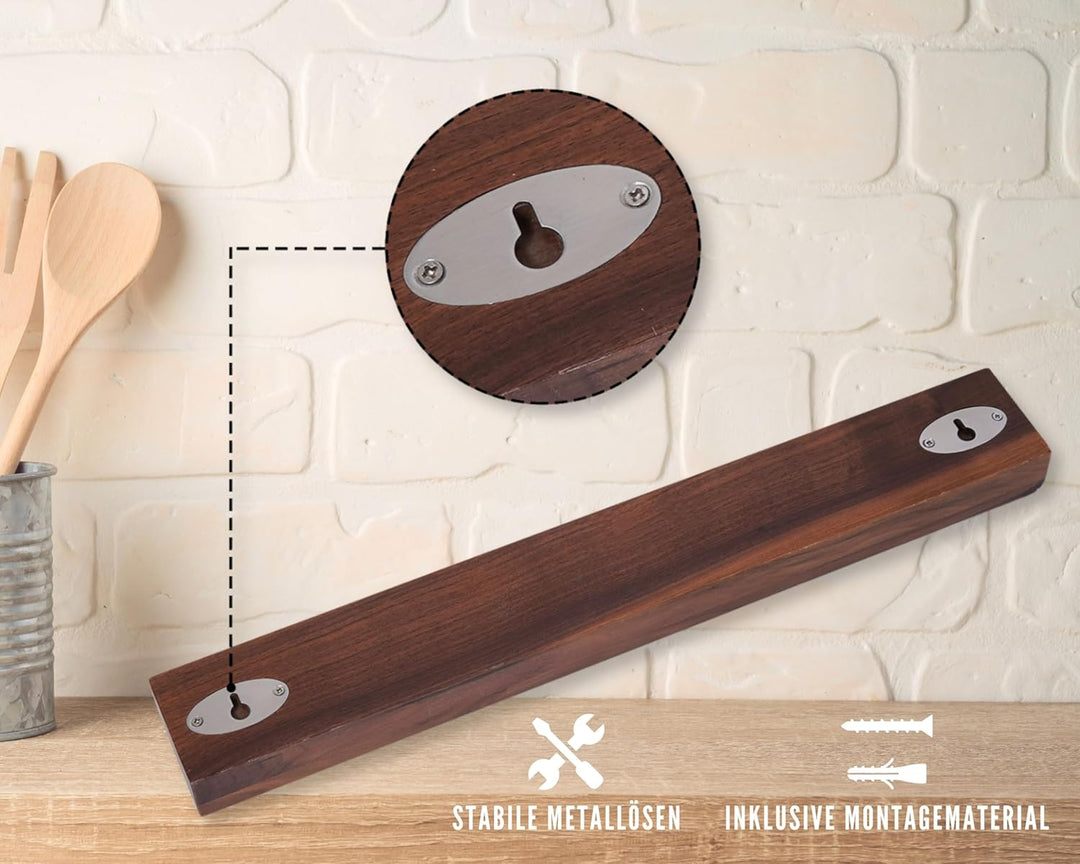 zayiko Magnetleiste Messer aus Nussbaumholz, 50cm x 7cm, XL Messerhalter magnetisch für bis zu 10 Me