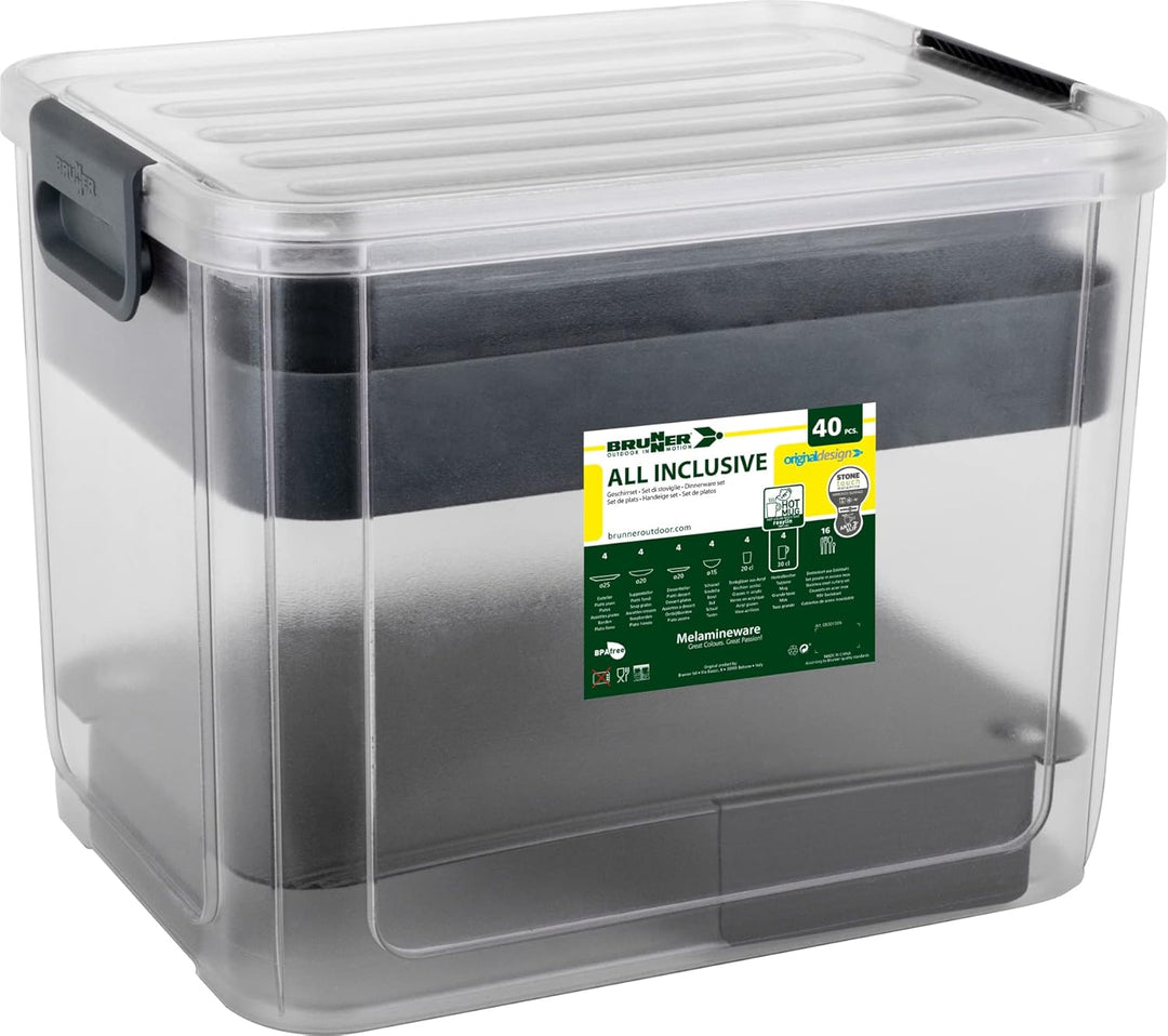 Brunner 0830150N.C3S Set Teller, Becher, Schalen, Becher aus Melamin, bruchsicher, Stonetouch, 40 St