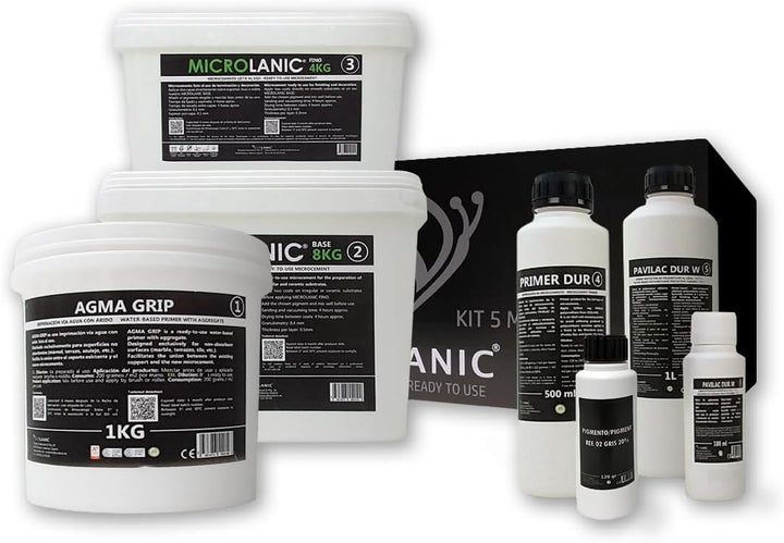 MICROLANIC – 5 m² gebrauchsfertiges Mikrozement-Set für Wände und Böden auf Fliesen, Marmor, Terrazz
